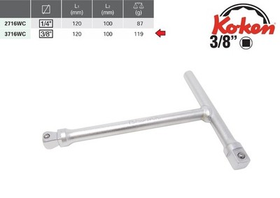 Koken T-Griff mit 2-fachem Antriebsvierkant in 3/8'' & 1/4''