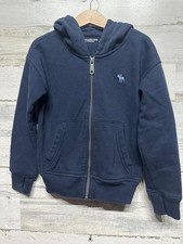 Abercrombie Kids A F Essentials Navy Blue Zip Up Hooded Jacket - Kids Size 5/6
