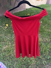 lulus Red Off The Shoulder Red Skater Dress