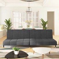 Schlafsofa 2-Sitzer Samt Dunkelgrau Mit Bettfunktion
