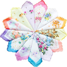 20PCS Women Vintage Floral Flowers Handkerchief 100 Cotton Square Hanky Ladies