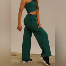 Tiger Friday TF Create Wide Leg Ribbed Pant in Evergreen Dance Adult Medium $82