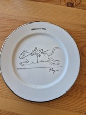 Sammelteller Tomi Ungerer Limitiert f. Bayer Hexal Maus reitet Katze ca. 16 cm