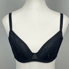 L  Agent Agent Provocateur black Fara sheer mesh zipper detail underwire bra, 36C