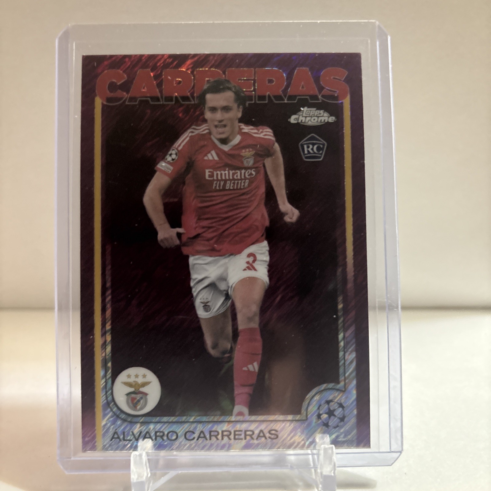 2024-25 Topps Chrome UEFA Club Comps-Alvaro Carreras #181 Magenta Shimmer RC