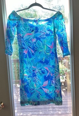 Lilly Pulitzer Laurana Off Shoulder Dress Bennet Blue Celestial Seas Small