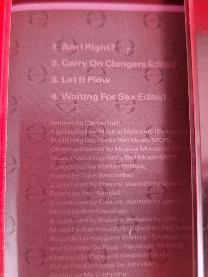 ERASURE AM I RIGHT CARRY ON LET IT FLOW SEX MUSIK EP KASSETTE TAPE MC 1991 MUTE - Bild 3 von 4