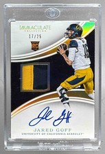 Jared Goff 2016 Panini Immaculate Collegiate 102 Gold Patch Auto RC /25