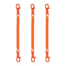 Retractable Coil Keychain W Double Plastic Lobster Clasp, 7.9", Orange 3 Pcs