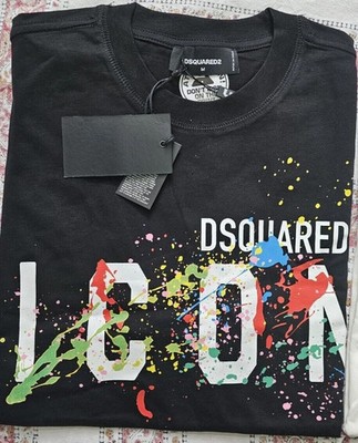 DSQUARED2 Tシャツ DSQUARED2 ICON SPLASH White/Black T-SHIRT S to XL Fast delivery