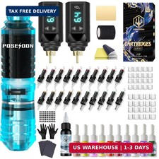 POSEIDON Wireless Tattoo Gun Kit 2PCS Battery Machine Kit for Beginners 2 x 15