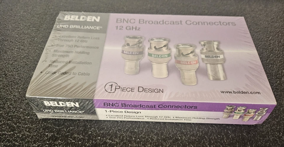 Belden 50pack BNC (1-Piece Design) Ultra HD Broadcast Connectors - 12GHz - NEW - Image 4 of 4