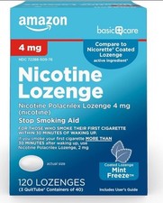 Amazon Basic Care Nicotine Gum 2mg, Stop Smoking Aid, Mint Freeze 120 Ct, 6/26