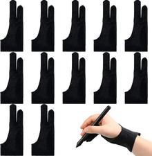 Silipull 12 Pcs Drawing Glove Artist Glove for Drawing Tablet Two Fingers