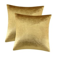 Velvet Decorative Throw Pillow Covers,18x18 Pillow 18" x 18" Pack of 2 Gold