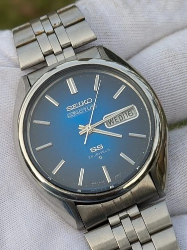 Vintage Seiko 5 Actus blue dial SS 6106-8660 Men's watch Japan made