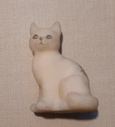 Vintage Fenton Art Glass Cat Figurine Handpainted Yellow Floral On Custard