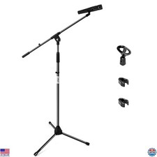 Pyle PMKS3 Adjustable Tripod Microphone Stand, Height 37.5''-65'', Boom Arm 28'