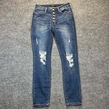 Judy Blue Skinny Fit Jeans Womens 9/29 Blue Distressed Button Fly JB88477