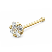 9 Kt Gold Nasenstecker 2 Mm Quadrat Quarz 22 G Massiv Gelbgold Kralle Set Kno...