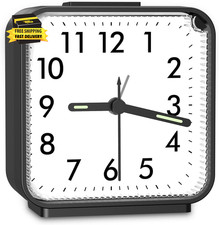Analog Alarm Clock, Bedside Clocks Battery Powered, Silent Non Ticking Travel Cl