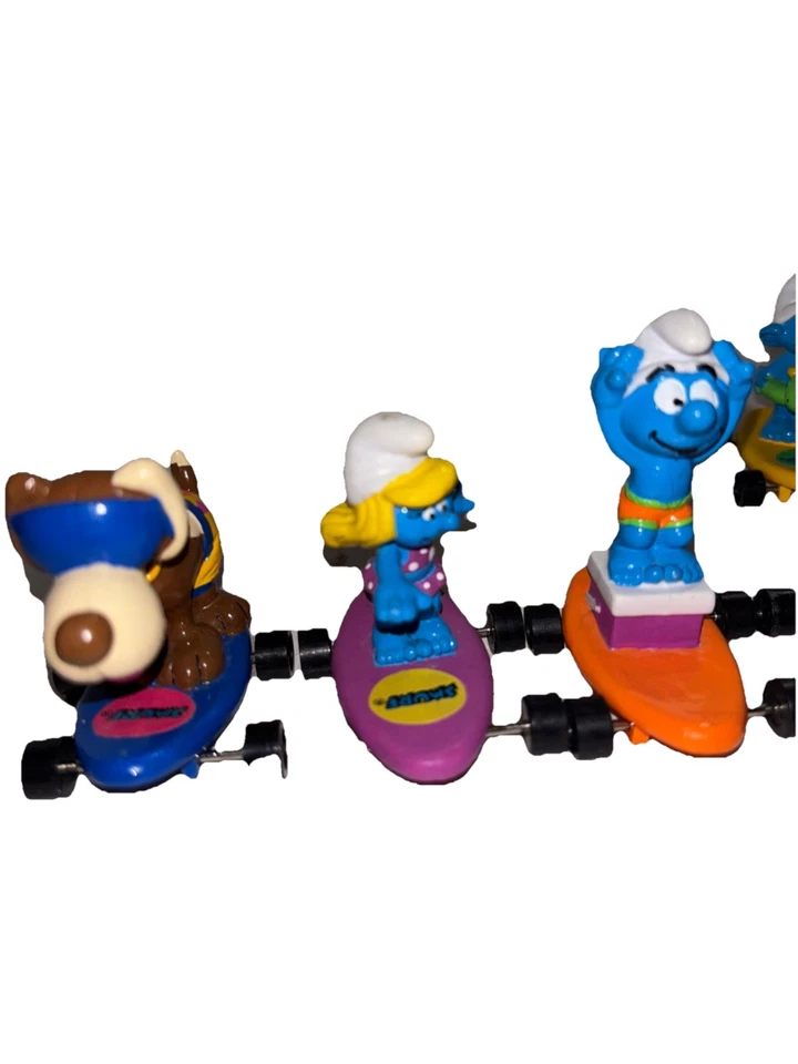 Peyo Applause 1996 conjunto de 7 Pitufos en monopatín Rolling Hardee's vintage Foto 3 de 4