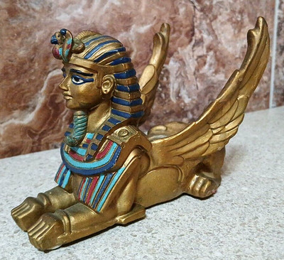 Egyptian Winged Sphinx Pharaoh Resin Tea Lite  5.5''L