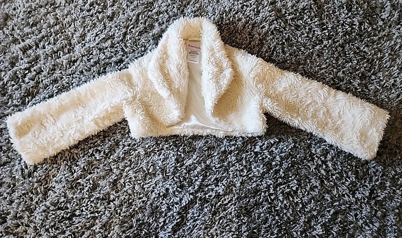 AMERICAN GIRL Girls Faux Fur SHRUG Bolero Jacket Cream White