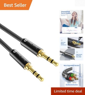 1.6ft Nylon Braided Aux Cable for Crystal-Clear Sound - Male to Male Connection