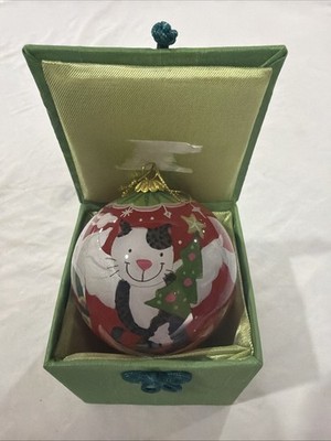 Pier One Li Bien Cat Dog Lamb Angel Wings Hand Painted Glass Christmas Ornament