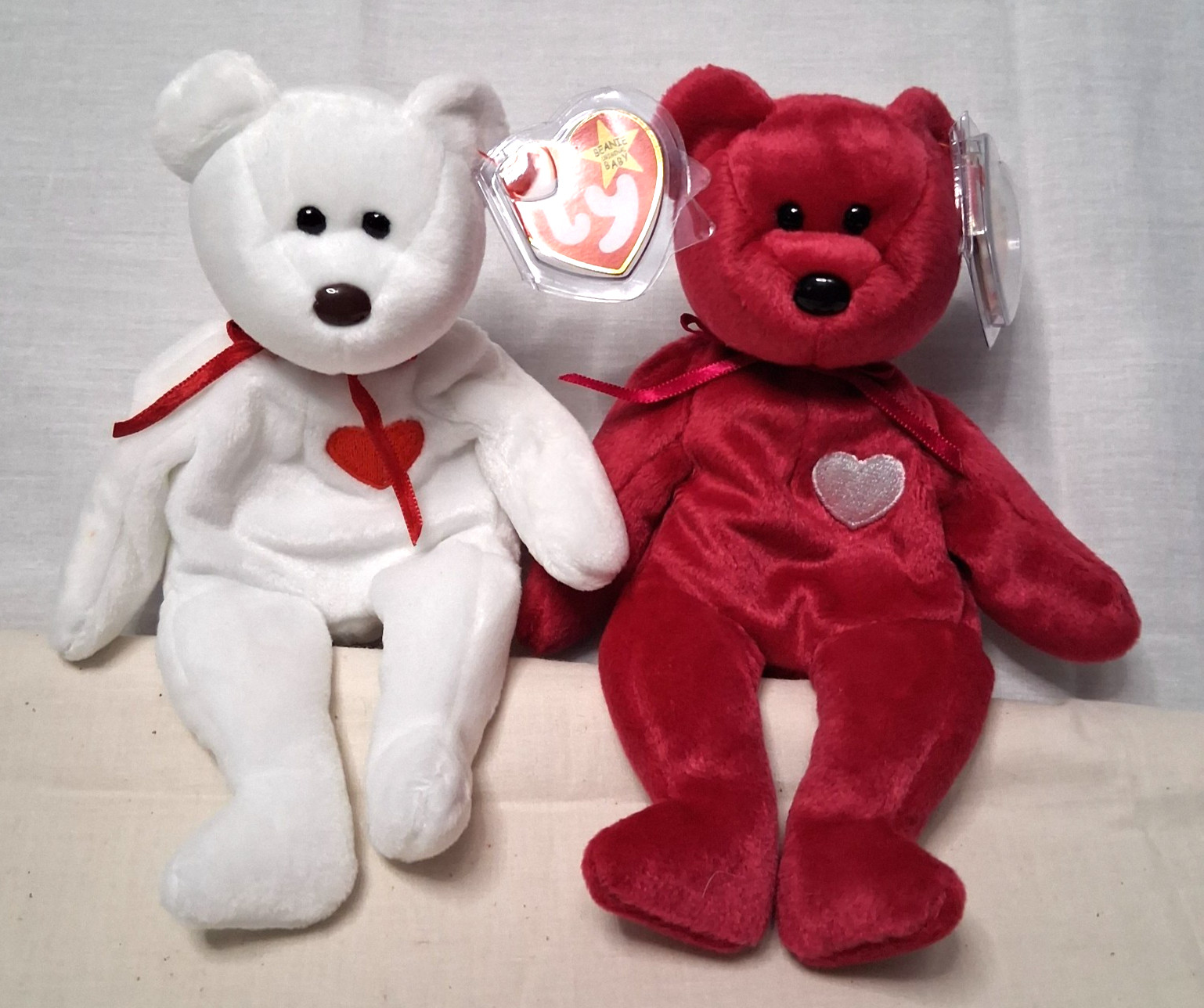 Ty Beanie Babies Valentino & Valentina Valentine's Day Bears New MWMTs