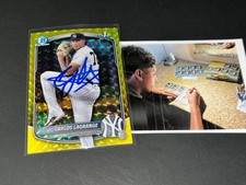 Carlos LaGrange Yankees Signed 2025 1st Bowman Yellow Geometric Refractor