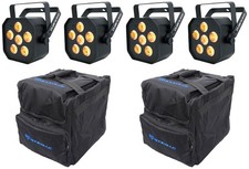 4 Chauvet DJ EZLink Par Q6BT ILS RGBA Bluetooth Rechargeable Wash Up-Lights Bags