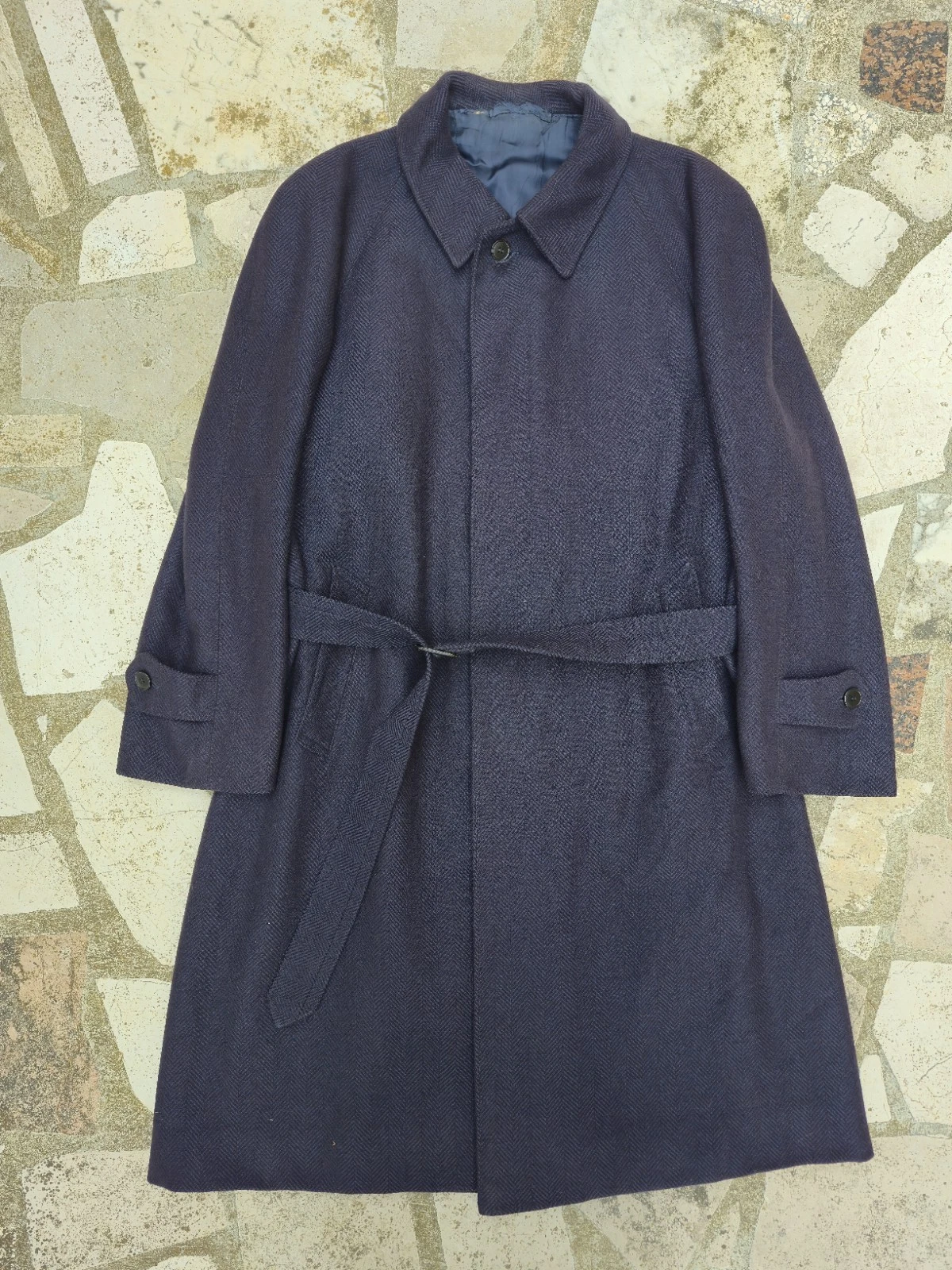 ​Ermenegildo Zegna Vintage Wool Blue Trench Coat Men's Tailored Elegant image 4