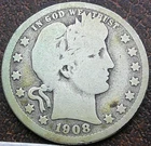US 1908-D Barber Quarter  **