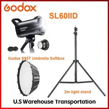 US Godox SL60IID COB LED Video Light with 65cm umbrella softbox light stand KIT