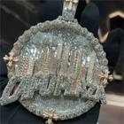 6Ct Baguette Cut Moissanite Men's Buss Down Custom Pendant 925 Sterling Silver