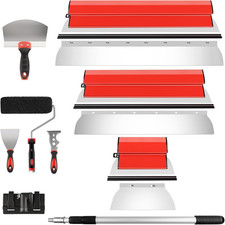 Drywall Skimming Tools Set with 10&rdquo;24&rdquo;32&rdquo; Skimming Blades, a Paint Roller, a Ext
