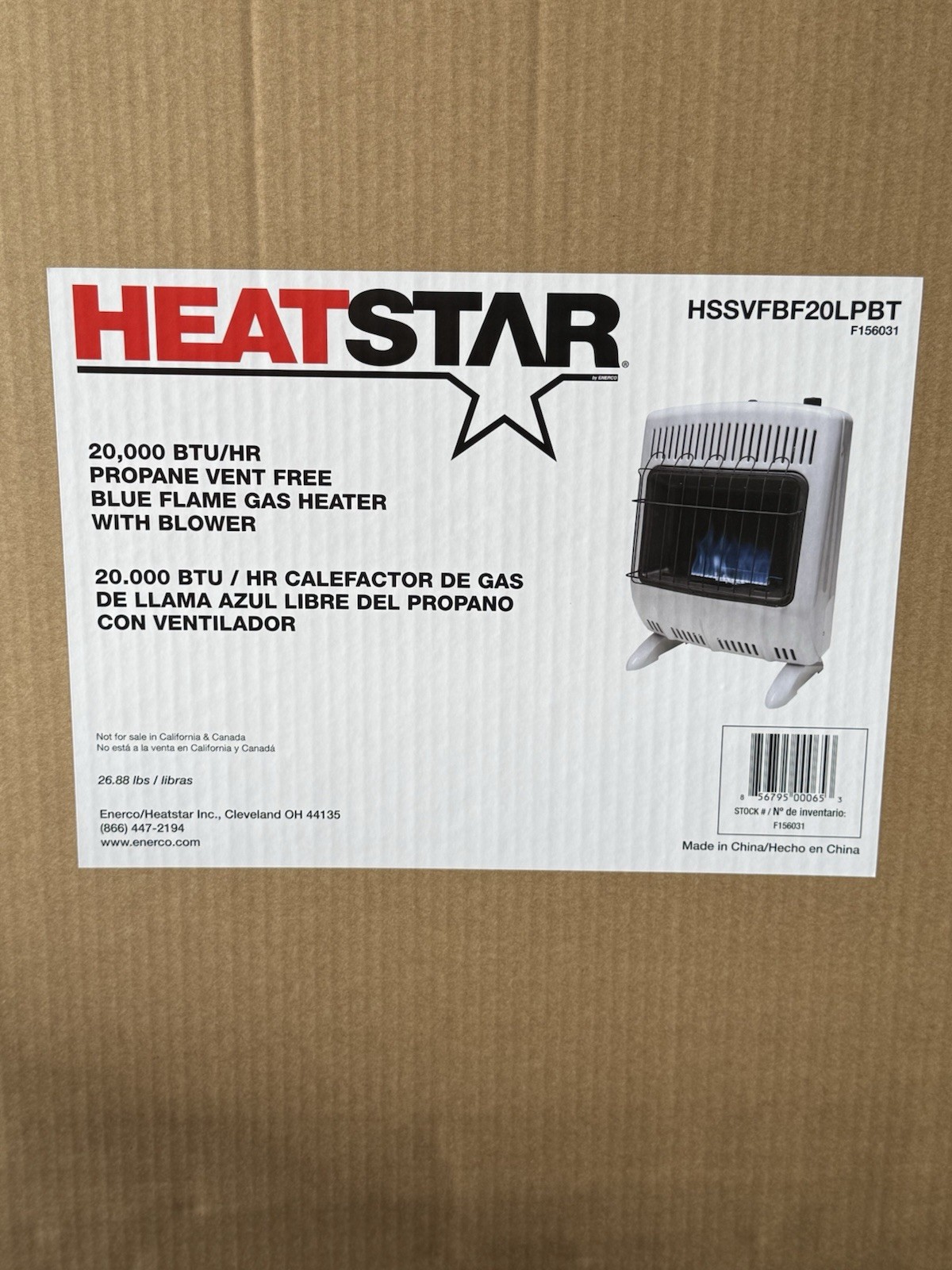 HEATSTAR 20,000 BTU/HR PROPANE VENT FREE BLUE FLAME GAS HEATER WITH BLOWER