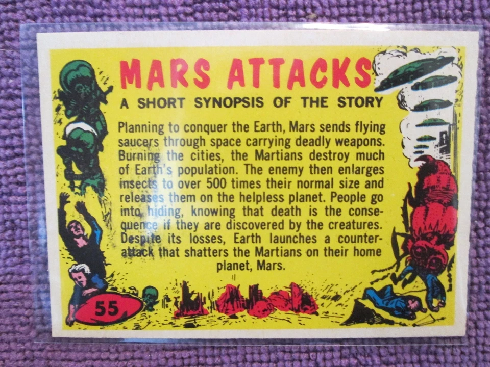 Carte originali 1962 Mars Attacks #55 Mars Attacks Sinossi della storia Bolle - Immagine 2 di 4