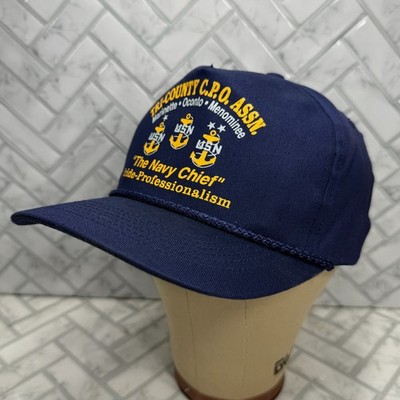 US Navy Tri-County CPO Chief Sportsman Snapback Rope Hat Navy Blue