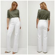 Veronica Beard Crosbie Wide Leg Jeans In White Size 32 328