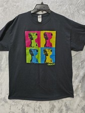 Geico Gecko Lizard Color Block Black Gildan XL T Shirt 100% Cotton Short Sleeve