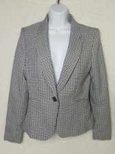H M Gray/Beige/Black Houndstooth Pattern Blazer  Size US S