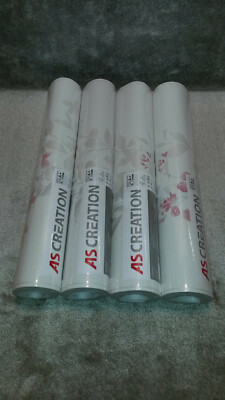 Vliestapete Blooming AS 4 x 37266-4 (4Rollen) Blütenmuster Weiß Glanz Lila