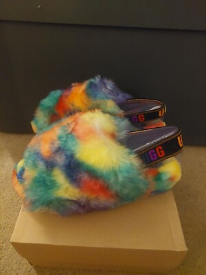 UGG FLUFF YEAH PRIDE/ SIZE 8 WOMAN'S RAINBOW 1131770/ SLIDE