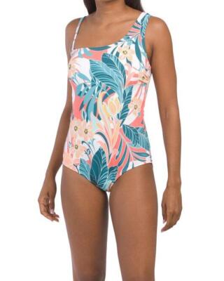 JANTZEN 16 Rainforest One Shoulder Tropical Print Swimsuit NWT