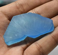 Untreated 76.40 Ct Natural Chalcedony Deep- Blue Translucent Superb Rough Slab