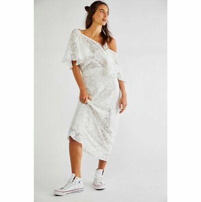 Free People Libby Lace Ivory Midi - Größe XS