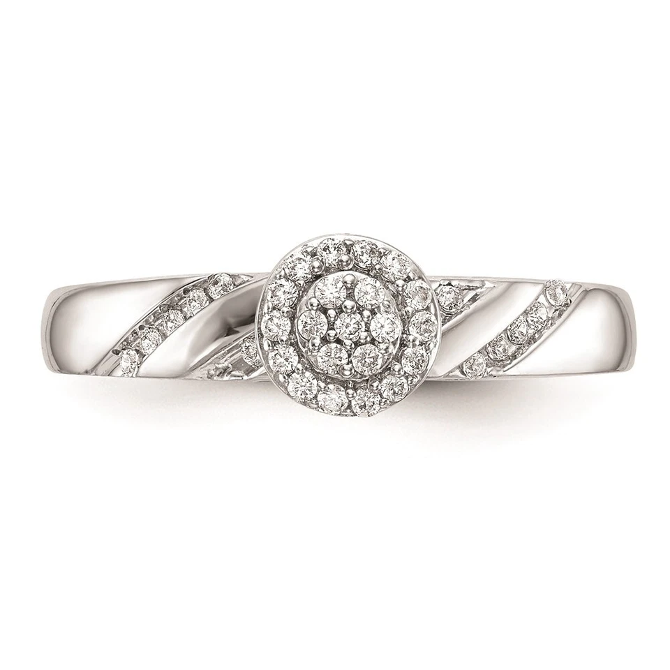 14K White Gold Cluster 1/6Ct Diamond Trio Halo Engagement Ring for Women Size 7 - Image 4 of 4